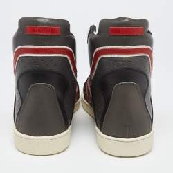 Dsquared2 Grey/Black Leather And Suede High Top Sneakers Size 41.5