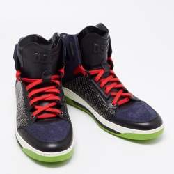Dsquared2 Multicolor Suede and Studded Leather High-Top Sneakers Size 46