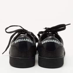 Pre Owned Dsqaured2 Black Glitter and Leather Low Top Sneakers Size 36
