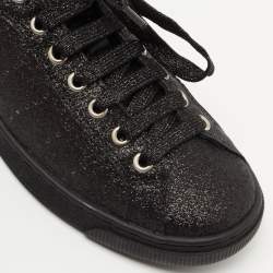 Pre Owned Dsqaured2 Black Glitter and Leather Low Top Sneakers Size 36