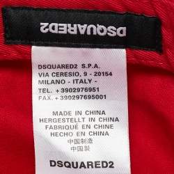 Dsquared2 Red Logo Embroidery Distressed Cotton Baseball Cap