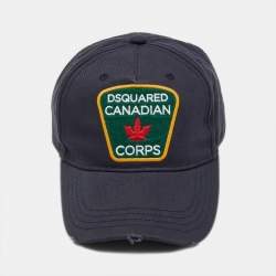 Pre Owned Dsquared2 Black Canadian Corps Canvas Baseball Cap