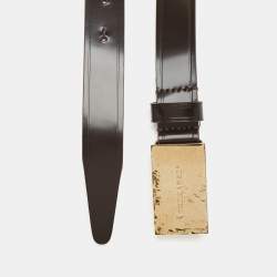 Pre Owned Dsquared2 Logo Plaque M Buckle Belt Brown Leather