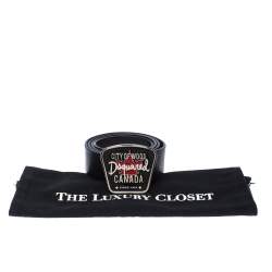 Pre Owned Dsquared 2 Black Leather City of Wood Buckle Belt 100CM