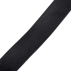 Pre Owned Dsquared2 Black Leather Oval Logo Plaque Buckle Belt Small