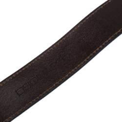Dsquared2 Brown Leather Oval Logo with Fur Plaque Buckle Belt Small