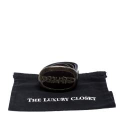 Dsquared2 Brown Leather Oval Logo with Fur Plaque Buckle Belt Small