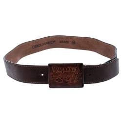 Dsquared2 Dark Brown Leather Buckle Belt 108CM