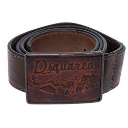 Dsquared2 Dark Brown Leather Buckle Belt 108CM