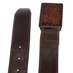 Dsquared2 Dark Brown Leather Buckle Belt 108CM