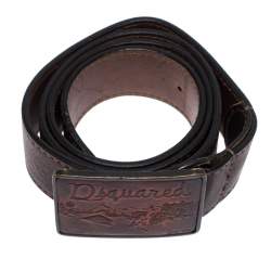 Dsquared2 Dark Brown Leather Buckle Belt 108CM