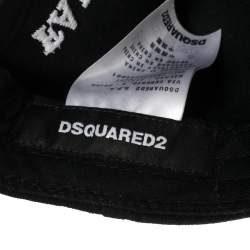 Pre Owned Dsquared2 Black Logo Embroidered Distressed Baseball Cap ( One Size )