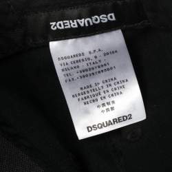 Pre Owned Dsquared2 Black Logo Embroidered Distressed Baseball Cap ( One Size )