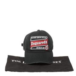 Pre Owned Dsquared2 Black Logo Embroidered Distressed Baseball Cap ( One Size )
