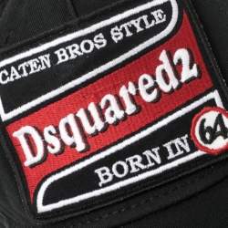 Pre Owned Dsquared2 Black Logo Embroidered Distressed Baseball Cap ( One Size )
