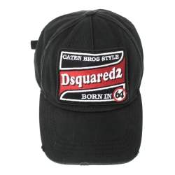 Pre Owned Dsquared2 Black Logo Embroidered Distressed Baseball Cap ( One Size )