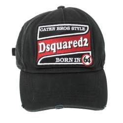 Pre Owned Dsquared2 Black Logo Embroidered Distressed Baseball Cap ( One Size )