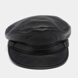 DSquared2 Black Marlon Brando Leather Newsboy Cap