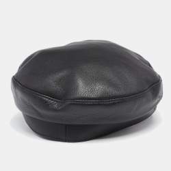 DSquared2 Black Marlon Brando Leather Newsboy Cap