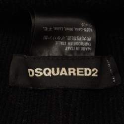 Dsquared2 Black Logo Embroidered Wool Beanie 