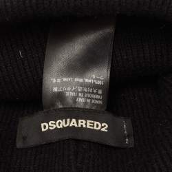 Dsquared2 Black Logo Embroidered Wool Beanie 