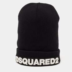 Dsquared2 Black Logo Embroidered Wool Beanie 