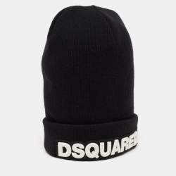 Dsquared2 Black Logo Embroidered Wool Beanie 