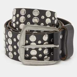 Dsquared2 Black Leather Studded Belt 95CM