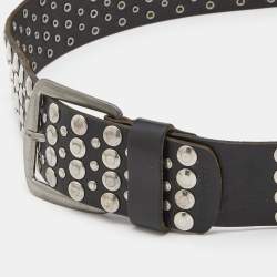 Dsquared2 Black Leather Studded Belt 95CM