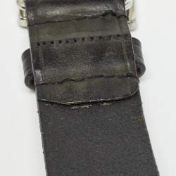 Dsquared2 Black Leather Logo Plague Buckle Belt M