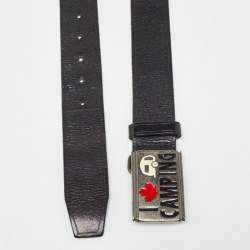 Dsquared2 Black Leather Logo Plague Buckle Belt M