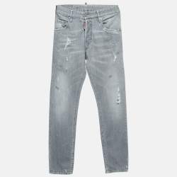 Dsquared2 Grey Distressed Denim Skater Jeans M Waist 32"