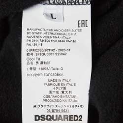 Dsquared2 Black Printed Cotton Knit Sweatshirt L