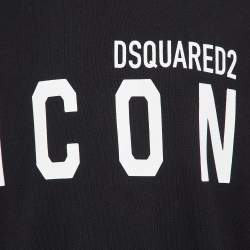 Dsquared2 Black Printed Cotton Knit Sweatshirt L