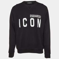 Dsquared2 Black Printed Cotton Knit Sweatshirt L