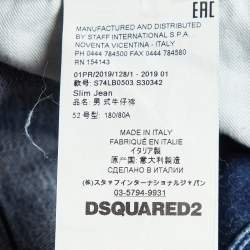 Pre Owned Dsquared2 Blue Distressed Denim Slim Fit Jeans XL/Waist 37"