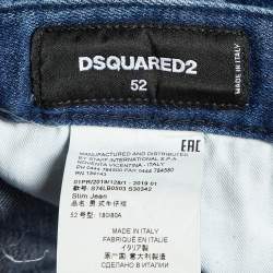 Pre Owned Dsquared2 Blue Distressed Denim Slim Fit Jeans XL/Waist 37"