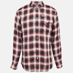 Dsquared2 Red Checked Linen Button Front Shirt L