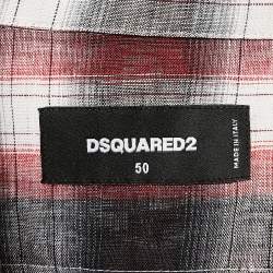 Dsquared2 Red Checked Linen Button Front Shirt L