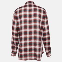 Dsquared2 Red Checked Linen Button Front Shirt L