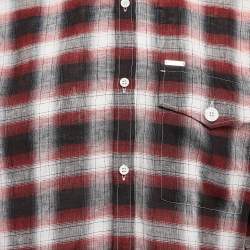 Dsquared2 Red Checked Linen Button Front Shirt L