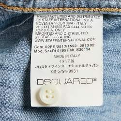 Dsquared2 Blue Corduroy Pocket Denim Patch Detail Shirt L