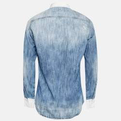 Dsquared2 Blue Corduroy Pocket Denim Patch Detail Shirt L