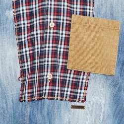 Dsquared2 Blue Corduroy Pocket Denim Patch Detail Shirt L