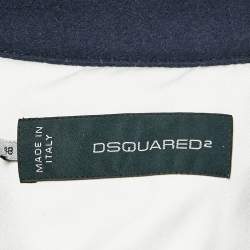 Dsquared2 Navy Blue Wool Knit and Denim Short Duffle Jacket M