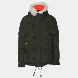 Dsquared2 Dark Green Nylon and Goat Hair Bomber Jacket L