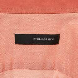 Dsquared2 Light Orange Cotton Blend Contrast Detail Shirt M