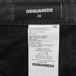 Pre Owned Dsquared2 Black Denim Distressed Denim Slim Fit Jeans L Waist 37"