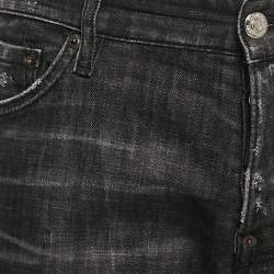 Pre Owned Dsquared2 Black Denim Distressed Denim Slim Fit Jeans L Waist 37"