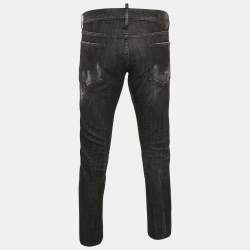 Pre Owned Dsquared2 Black Denim Distressed Denim Slim Fit Jeans L Waist 37"